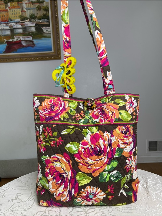 Vera Bradley Handbags - Vera Bradley Quilted Floral Tote in Brown, Pink and Orange